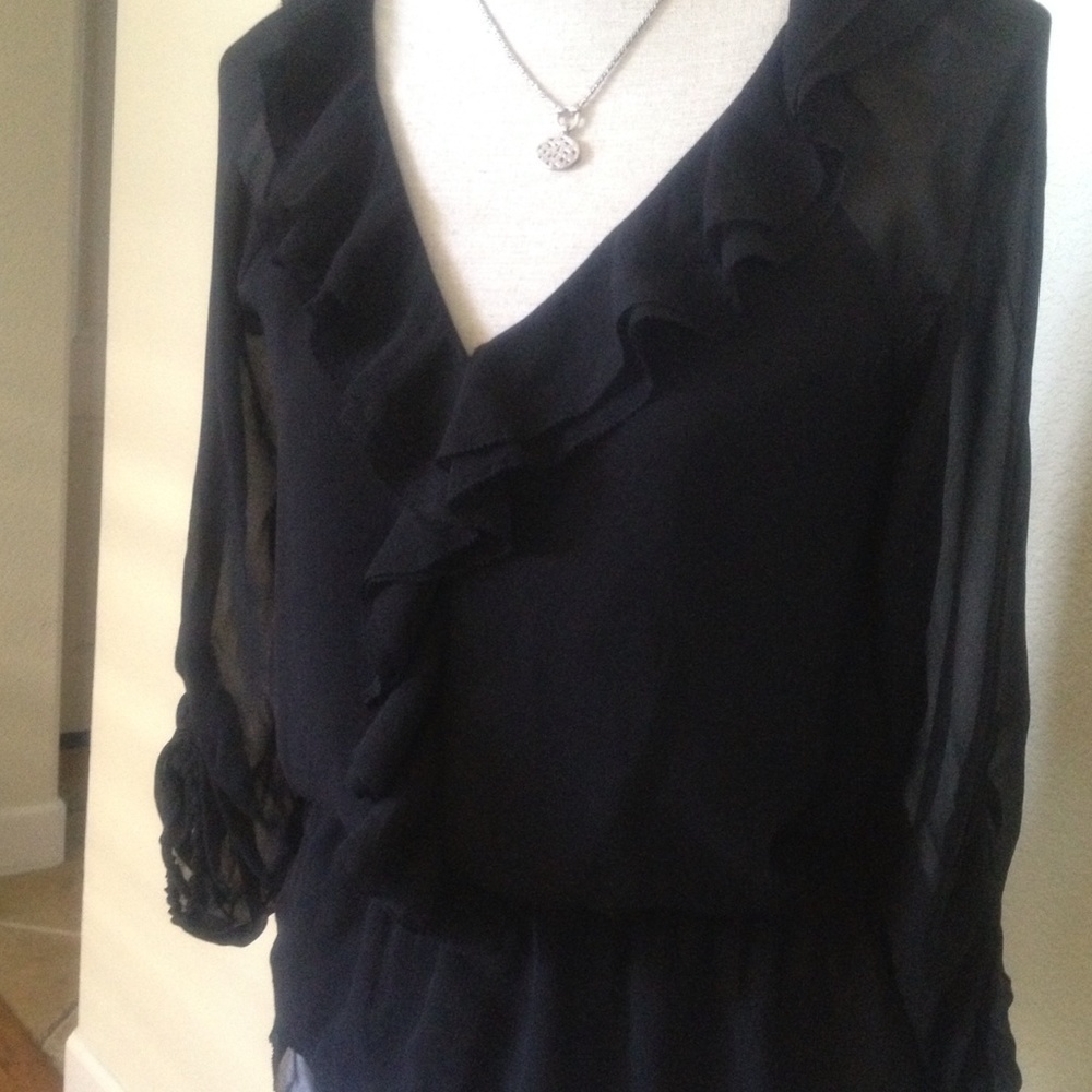 New - WHBM black silk top